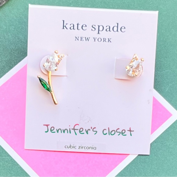 Kate Spade Stud Earrings NWT / Crystal Tulip Stud Earrings - Picture 2 of 7